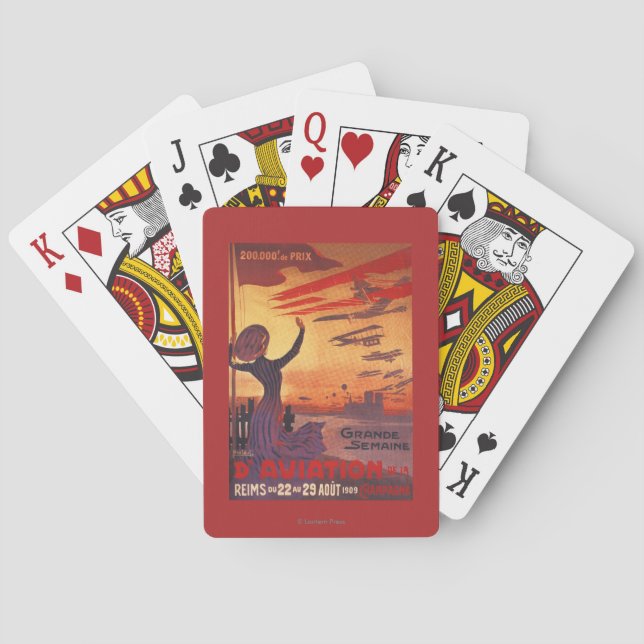 Great Week of Aviation - Woman Waving Poster Playing Cards (Back)