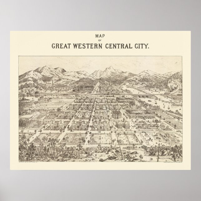 Great Western Central, CO Panoramic Map - 1887 Poster (Front)