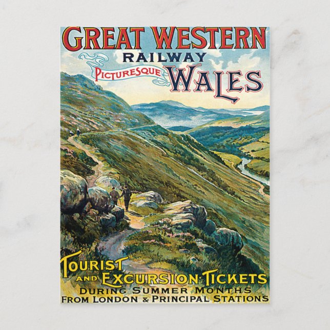 Great Western Railway Picturesque Wales UK Poster Postcard (Front)