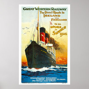 Great Western Railway, Route to Ireland Vintage Poster