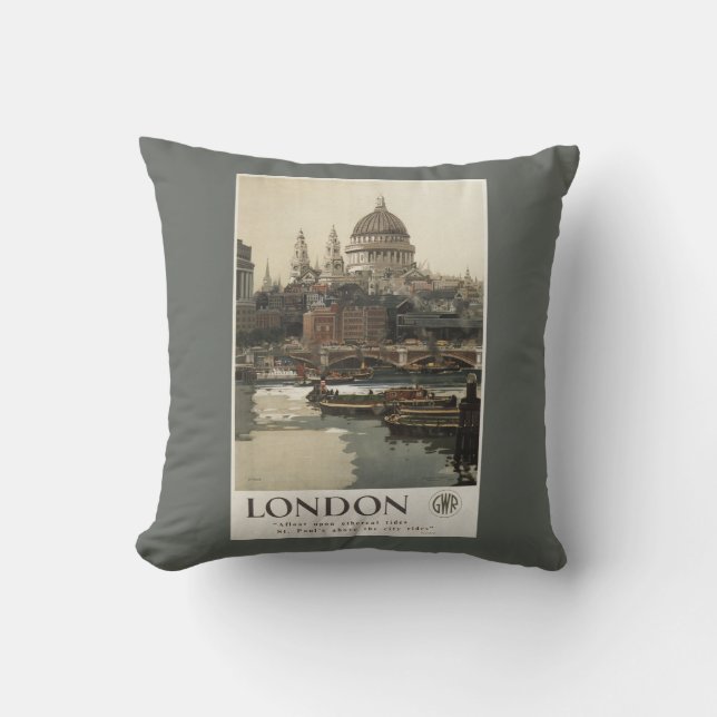 Great Western Railway St. Paul's Travel Poster Cushion (Front)