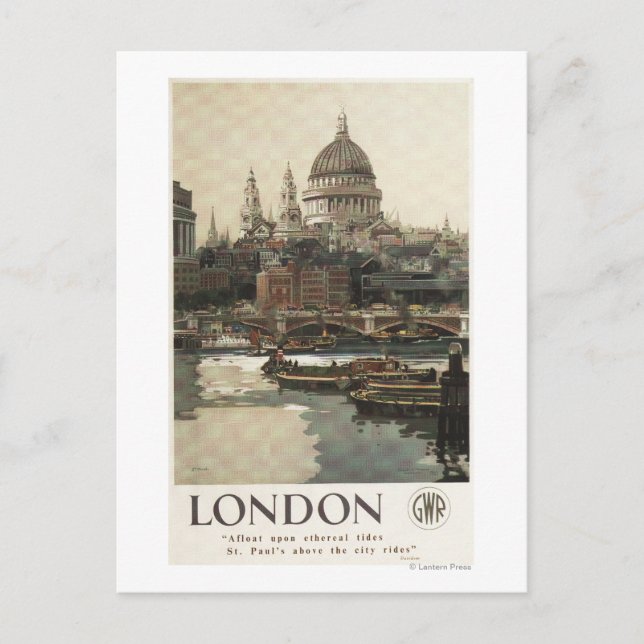 Great Western Railway St. Paul's Travel Poster Postcard (Front)