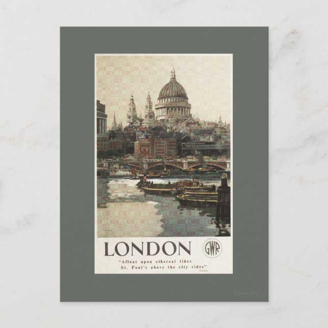 Great Western Railway St. Paul's Travel Poster Postcard (Front)