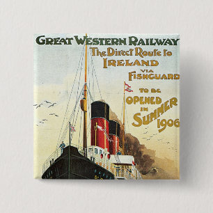 Great Western Railway - To Ireland 15 Cm Square Badge