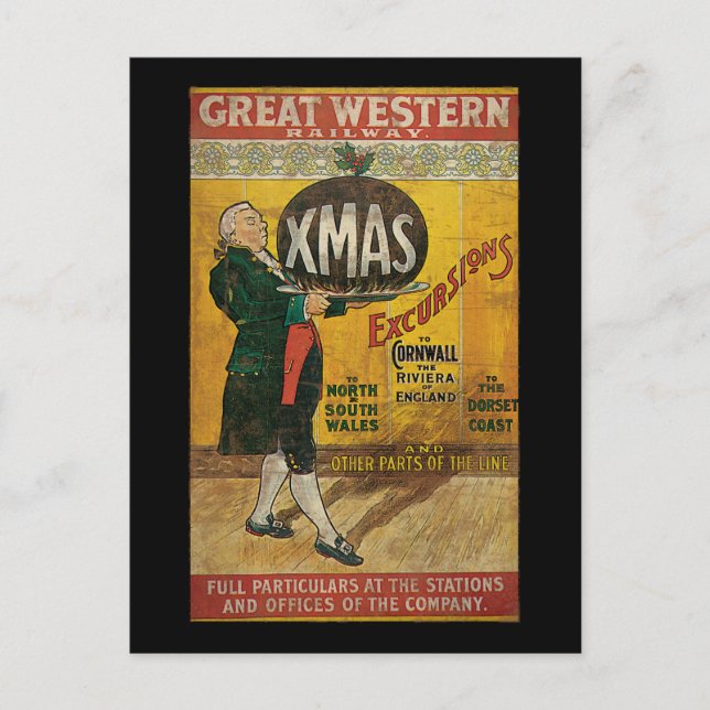 Great Western Railway Xmas Excursions Holiday Postcard (Front)