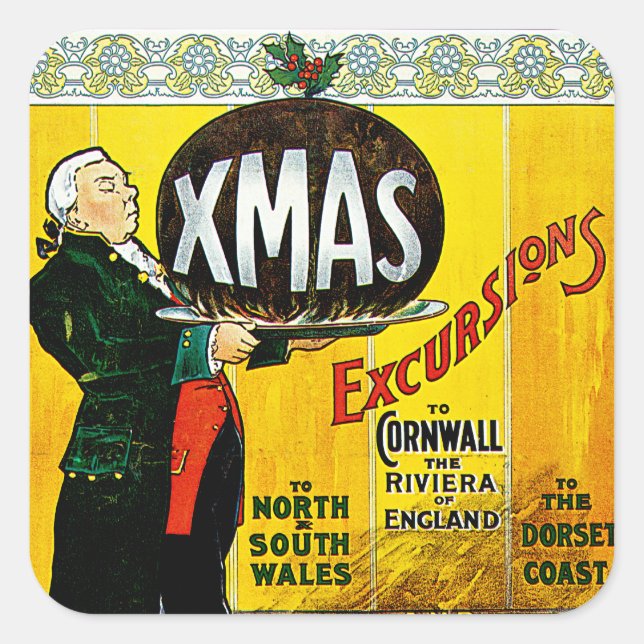 Great Western Railway Xmas Excursions Square Sticker (Front)
