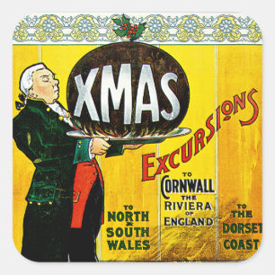 Great Western Railway Xmas Excursions Square Sticker