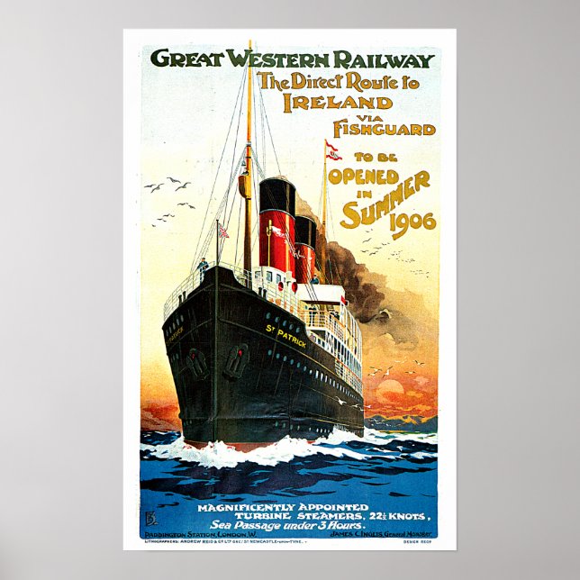 Great Western Ship Vintage Travel Art Poster (Front)