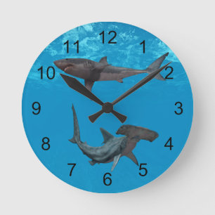 Great White and Hammerhead Shark Clock