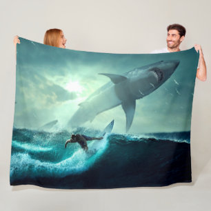 GREAT WHITE and SURFER Fleece Blanket