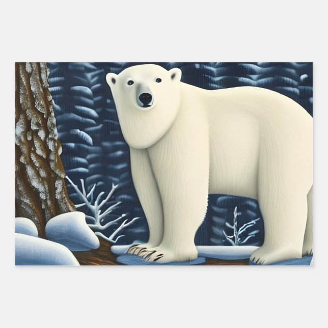 Great White Bear Of The North Wrapping Paper Sheet (Front 3)