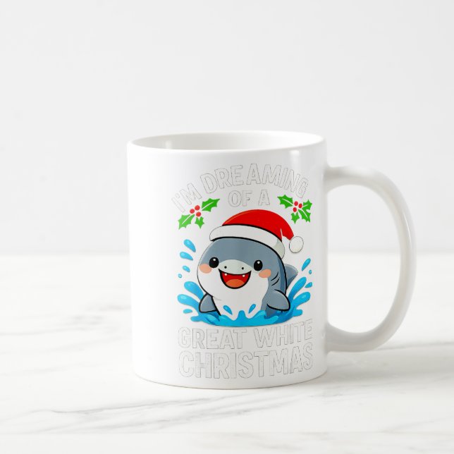 Great White Christmas Shark Funny Santa Holiday Pu Coffee Mug (Right)
