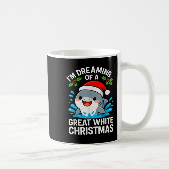 Great White Christmas Shark Funny Santa Holiday Pu Coffee Mug (Right)