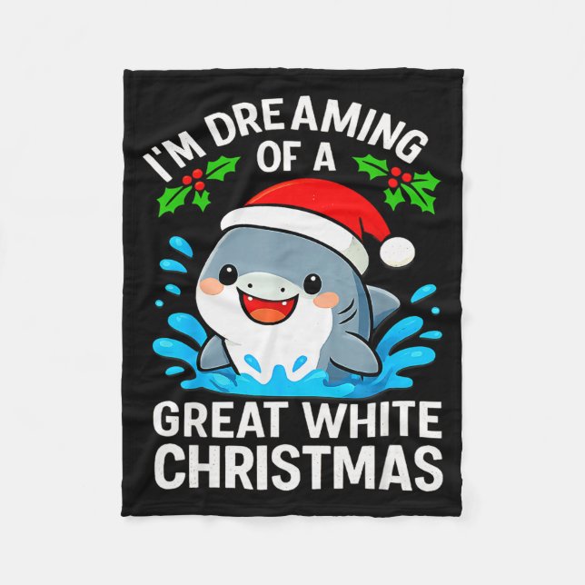Great White Christmas Shark Funny Santa Holiday Pu Fleece Blanket (Front)