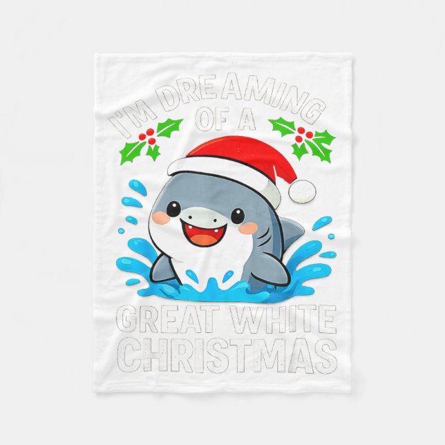 Great White Christmas Shark Funny Santa Holiday Pu Fleece Blanket (Front)