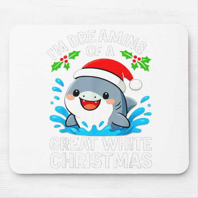 Great White Christmas Shark Funny Santa Holiday Pu Mouse Mat (Front)