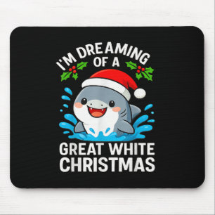 Great White Christmas Shark Funny Santa Holiday Pu Mouse Mat
