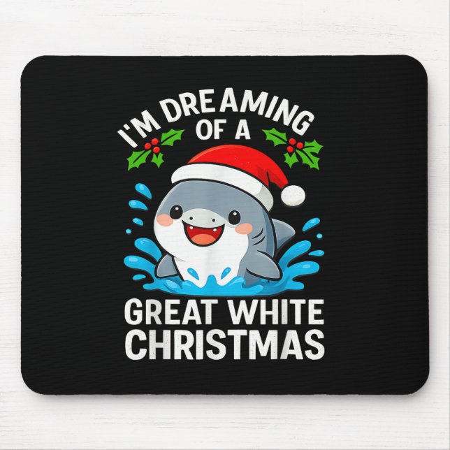 Great White Christmas Shark Funny Santa Holiday Pu Mouse Mat (Front)