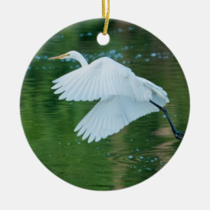 Great White Egret Ceramic Tree Decoration
