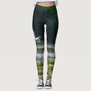 Great White Egret Flying Leggings