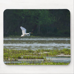 Great White Egret Flying Mouse Mat