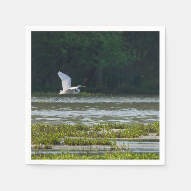 Great White Egret Flying Napkin (Front)