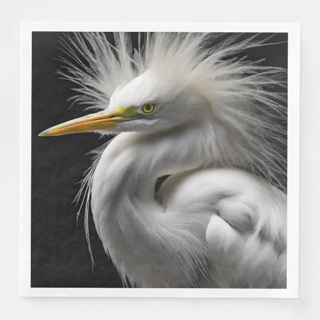 Great White Egret Portrait Napkin (Front)