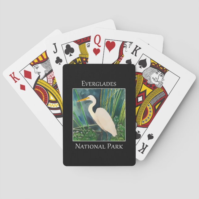 Great white egret standing in the Everglades Playing Cards (Back)