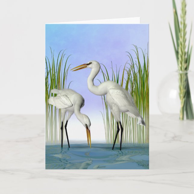 Great White Egrets Thank You Card (Front)
