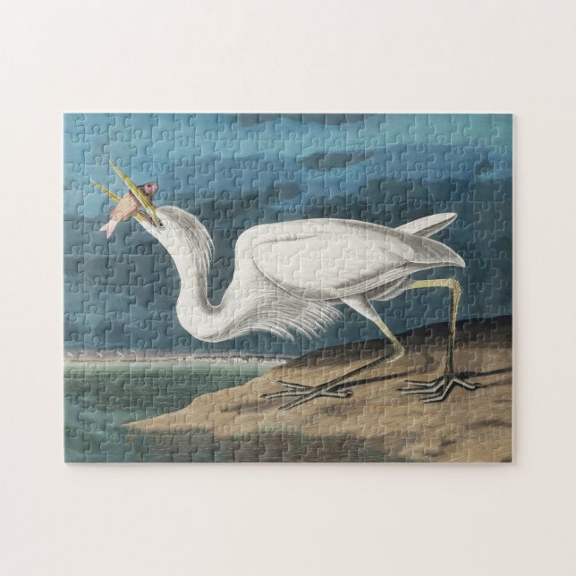 Great White Heron Audubon Bird Wildlife Painting Jigsaw Puzzle (Horizontal)