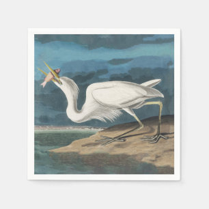 Great White Heron Audubon Bird Wildlife Painting Napkin