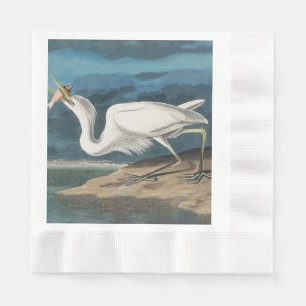 Great White Heron Audubon Bird Wildlife Painting Napkin