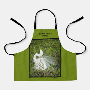 Great White Heron Spring Plumage Pose Photo Apron