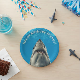 Great White Jaw-some Shark  Birthday Party Paper Plate