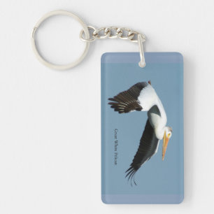 Great White Pelican rectangle key chain