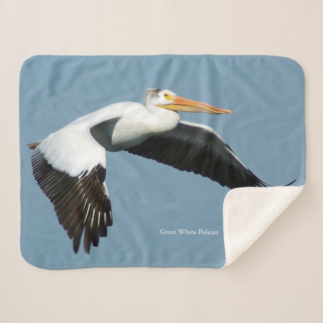 Great White Pelican sherpa blanket (Front (Horizontal))