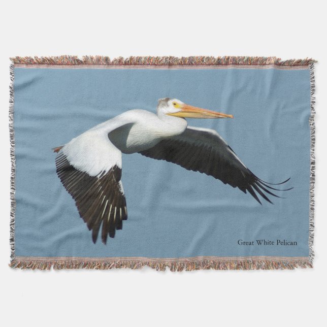 Great White Pelican throw blanket (Front)