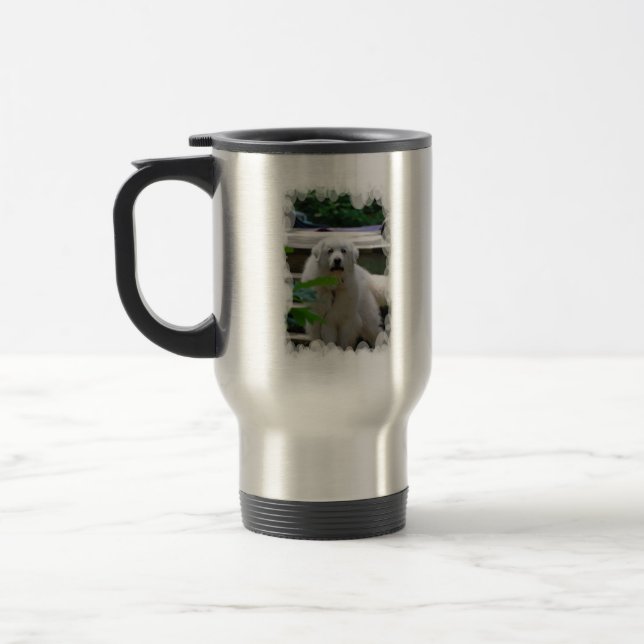 Great White Pyrenees Dog Travel Mug (Left)