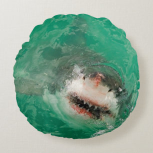 Great White Shark1 Round Cushion