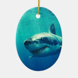GREAT WHITE SHARK 1 CERAMIC TREE DECORATION