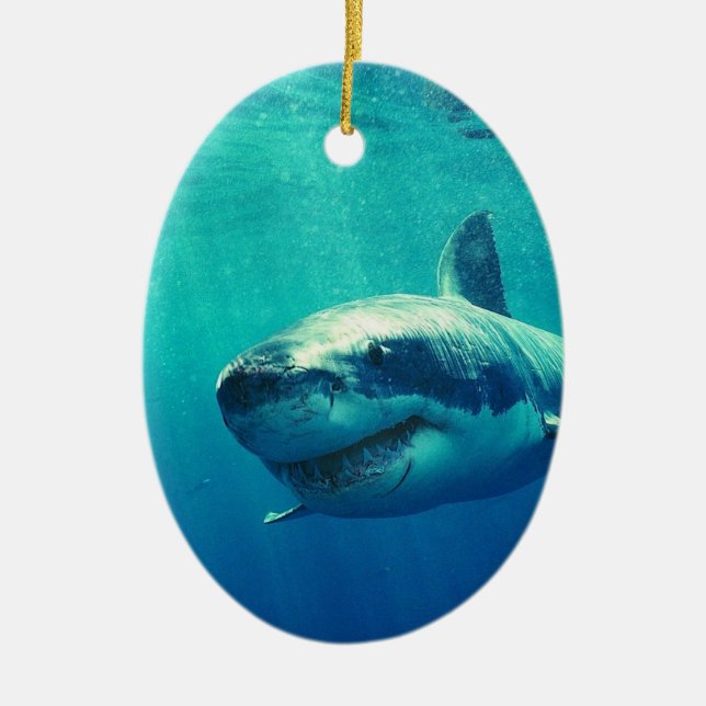 GREAT WHITE SHARK 1 CERAMIC TREE DECORATION (Front)