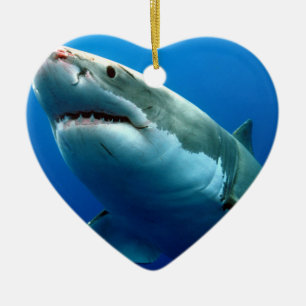 GREAT WHITE SHARK 3 CERAMIC TREE DECORATION