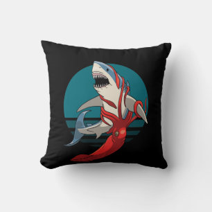 Great White Shark and Giant Squid Cushion