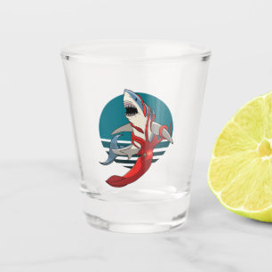 Great White Shark and Giant Squid Shot Glass