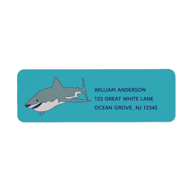 Great White Shark Aqua Blue Return Address (Front)