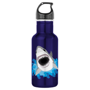 Great White Shark Attack Deep Ocean Blue 532 Ml Water Bottle