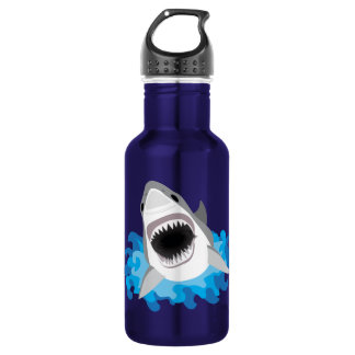 Great White Shark Attack Deep Ocean Blue 532 Ml Water Bottle