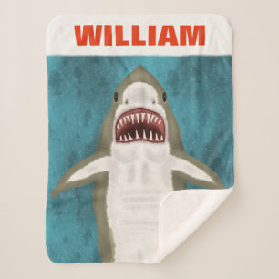 Great White Shark Attack Personalised Ocean Funny Sherpa Blanket