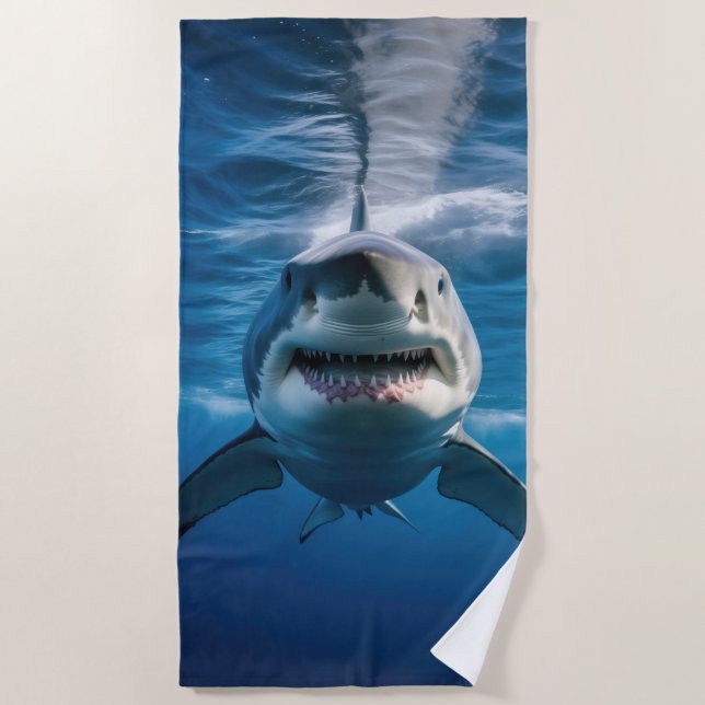 Great White Shark Beach Towel (Front)