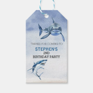Great White Shark Birthday Favour Thank you Gift Tags